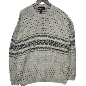 Vintage Liberty Exacta Henley Sweater USA Cotton Blend Nordic XL
